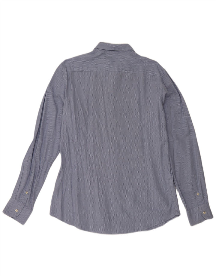 Мужская рубашка приталенного кроя Massimo Dutti, большая синяя с геометрическим узором