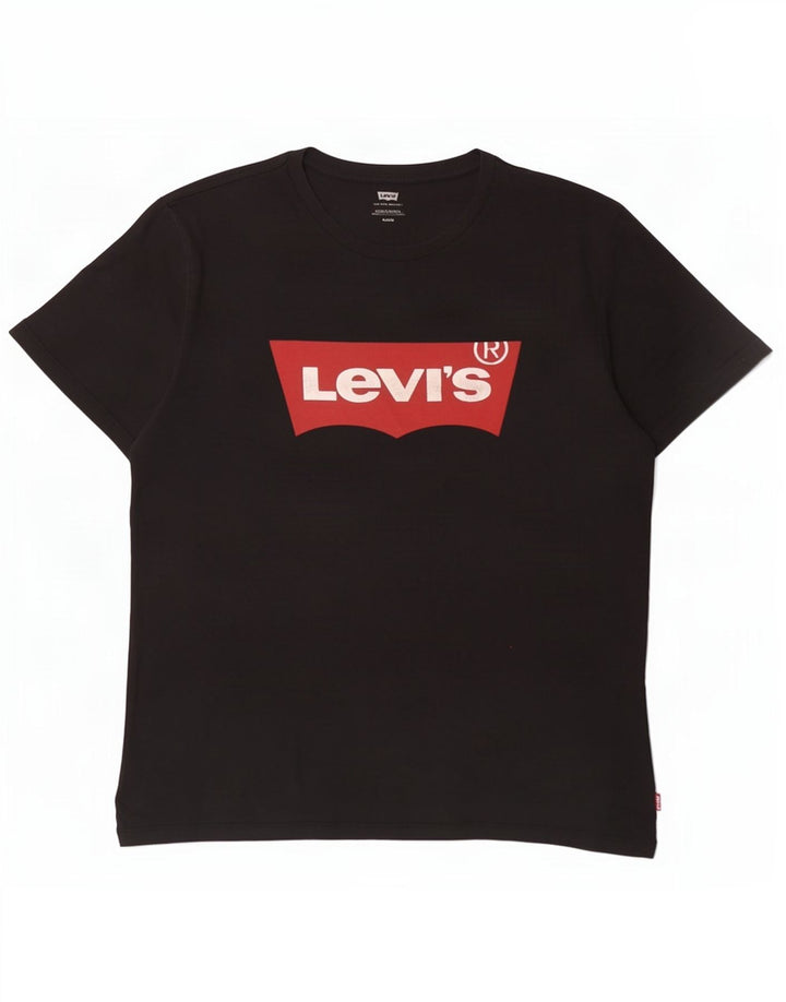Мужская футболка с рисунком Levi's, верх среднего размера, черный хлопок, хлопок