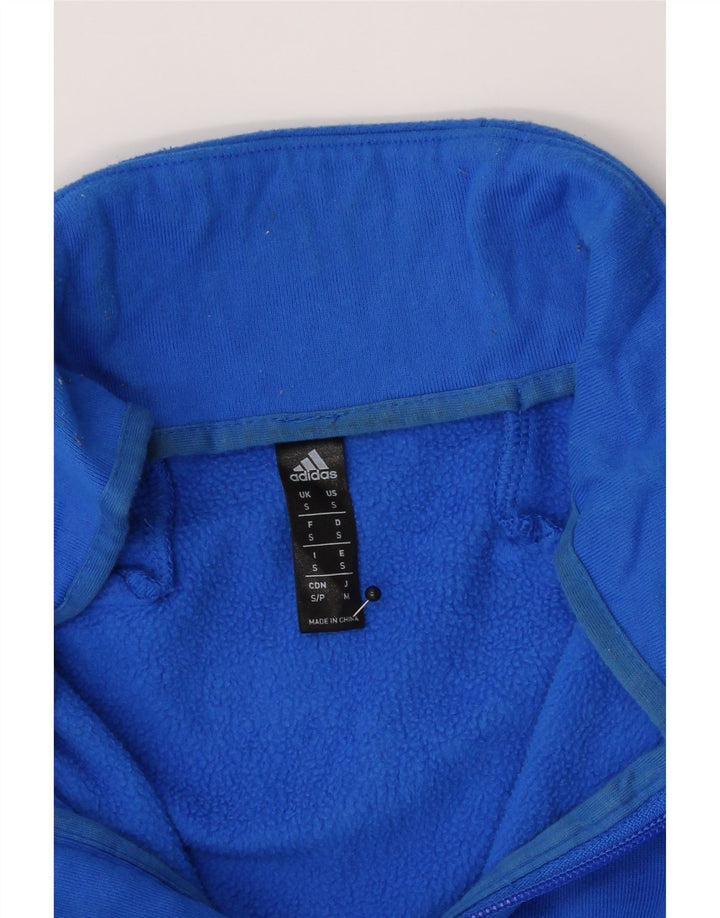 ADIDAS Mens Graphic Zip Neck Sweatshirt Jumper Small Blue Polyester Vintage Adidas and Second-Hand Adidas from Messina Hembry 