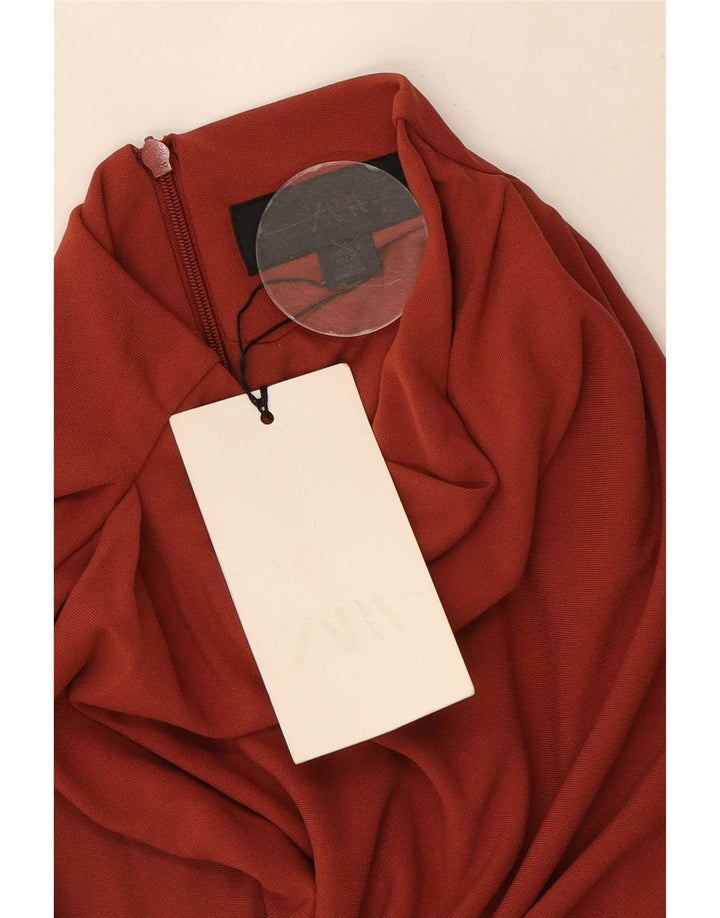 Женское платье макси без рукавов Zara UK 10, маленькое красное