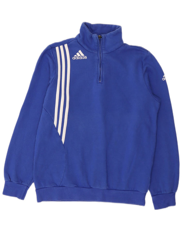 Мужской свитер Adidas с воротником на молнии, Великобритания, маленький синий хлопок 34/36