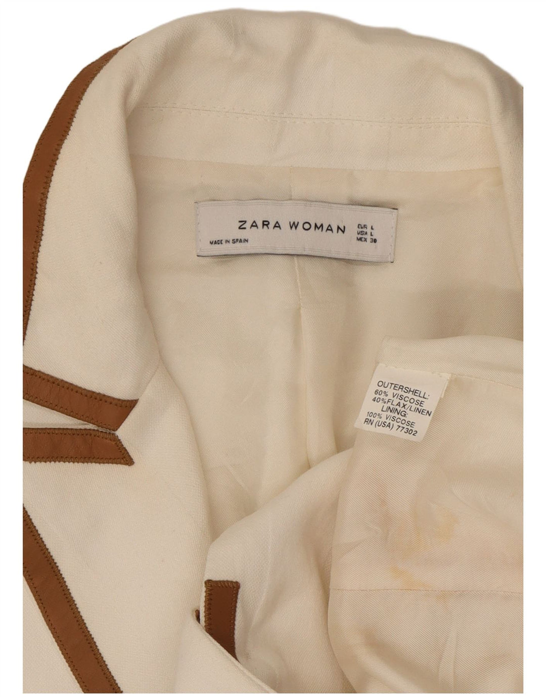 Женский пиджак на 1 пуговице Zara UK 16, большая белая вискоза