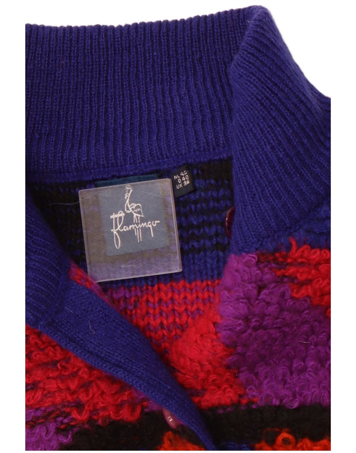 ВИНТАЖНЫЙ женский кардиган-свитер EU 40, средний синий геометрический акрил