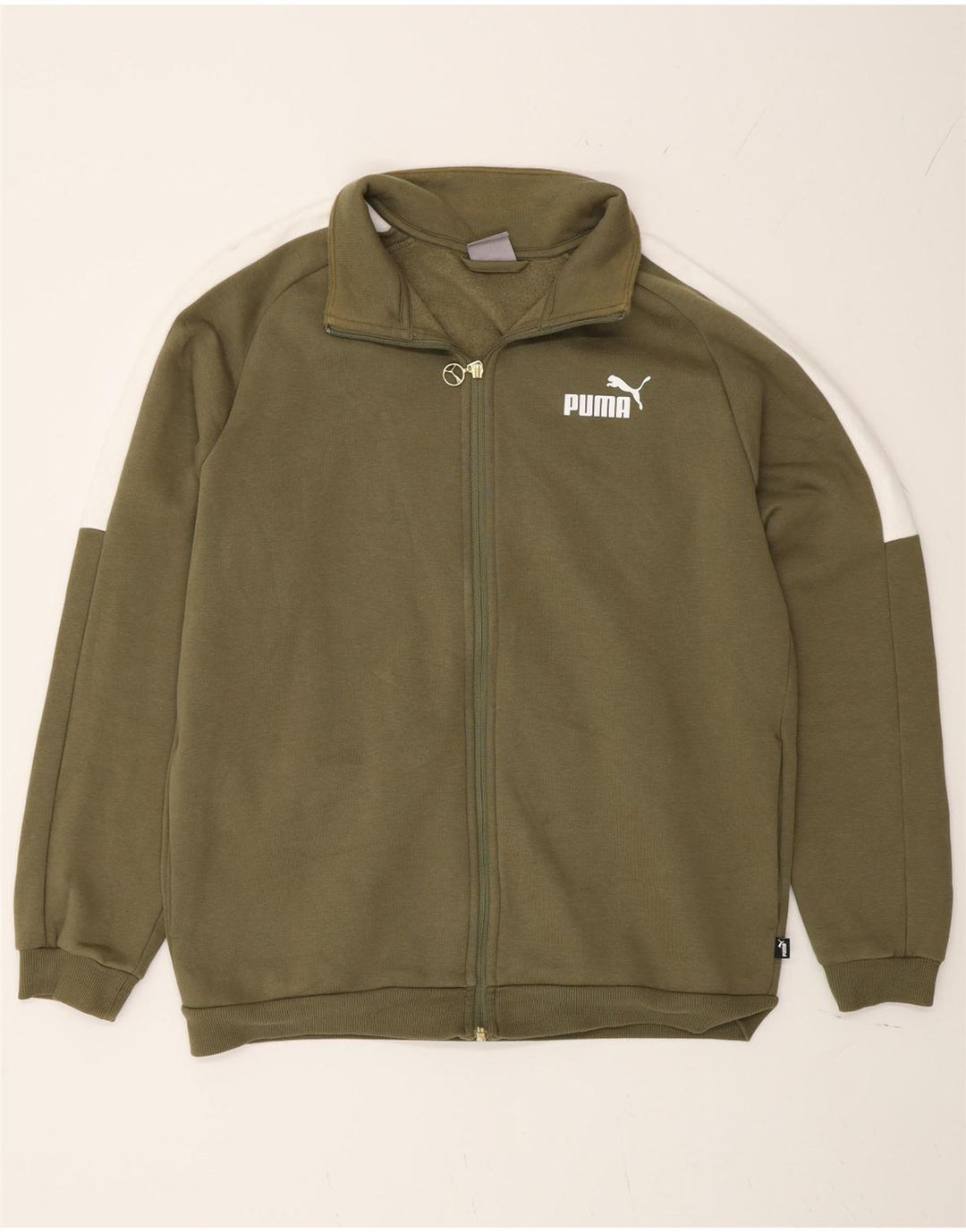Мужской спортивный костюм Puma, верхняя куртка, средний цвет, хаки, хлопок с цветными блоками