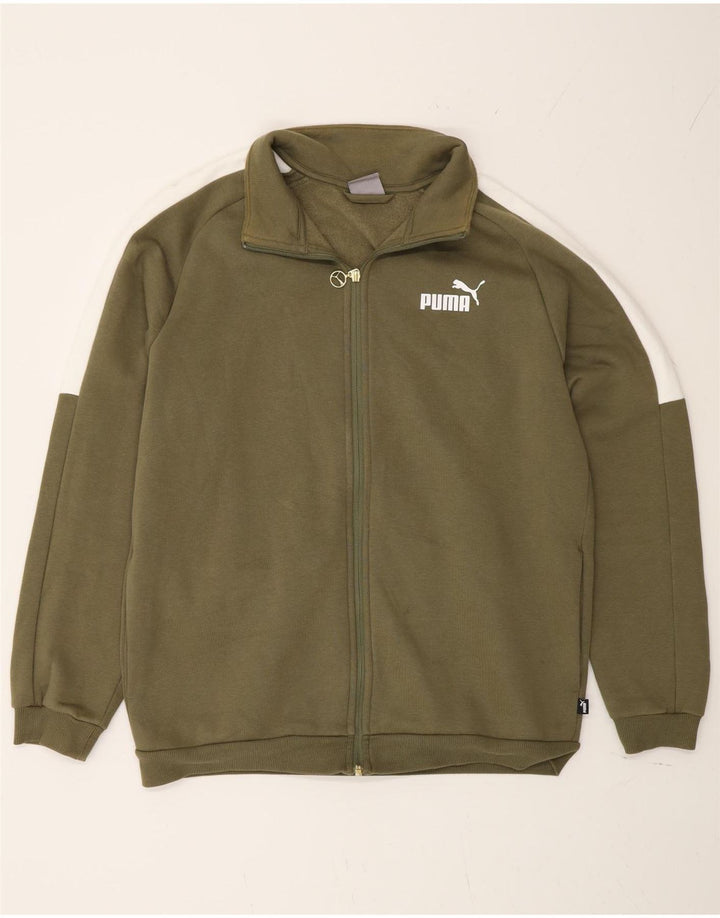 Мужской спортивный костюм Puma, верхняя куртка, средний цвет, хаки, хлопок с цветными блоками