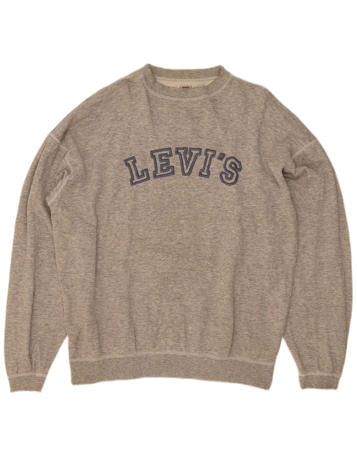 Мужской свитшот с рисунком Levi's, XL, серый хлопок с крапинками