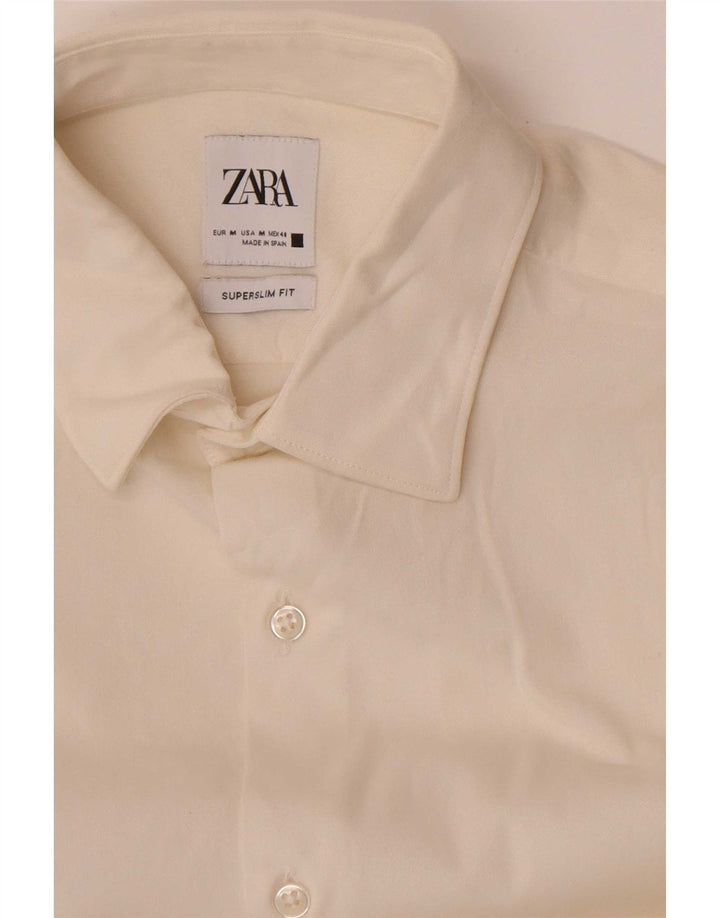Мужская рубашка Super Slim Fit Zara среднего белого цвета