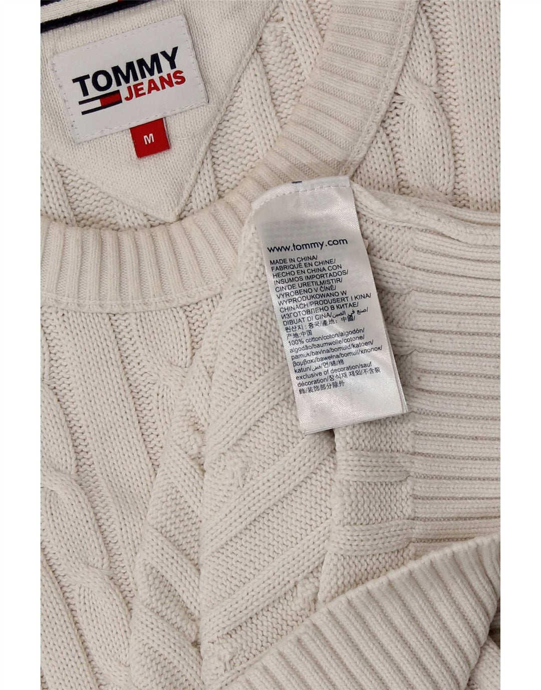 Мужской джемпер с круглым вырезом Tommy Hilfiger, средний белый хлопковый свитер