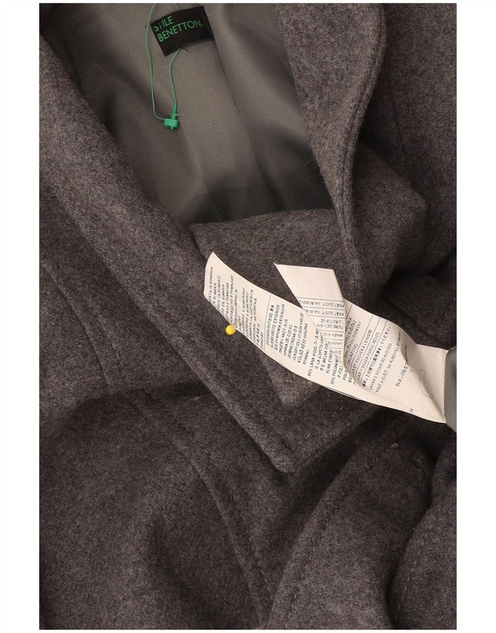 Benetton Женское двубортное пальто IT 38 XS Серое Шерстяное