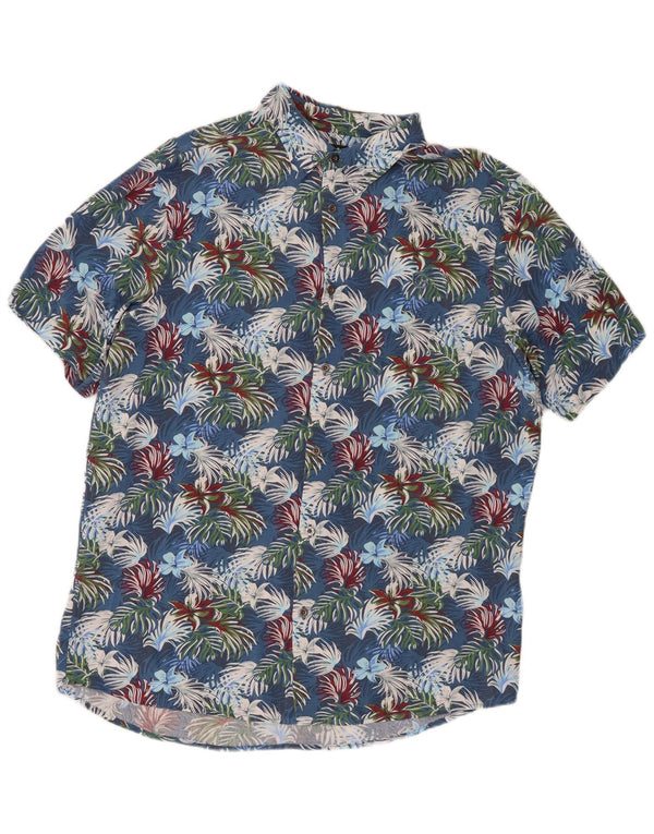 Рубашка мужская с коротким рукавом Mistral IT 48 Medium Blue Floral Viscose