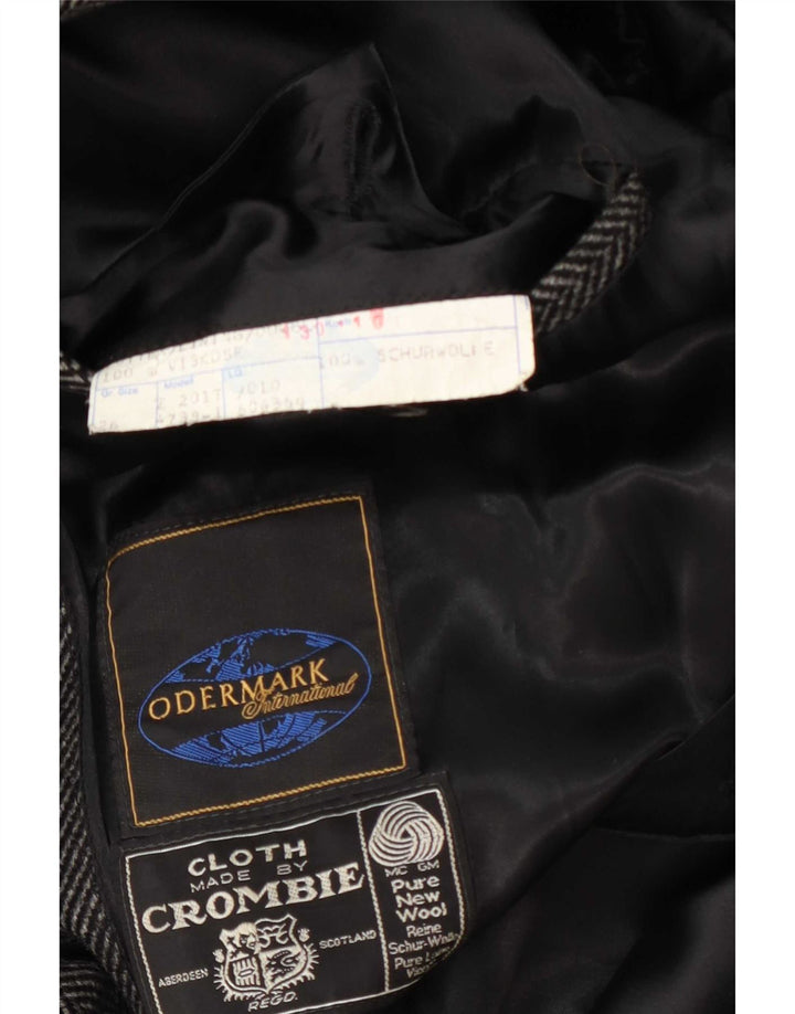 Мужское пальто Crombie UK 42 XL серое шерстяное с узором «елочка»