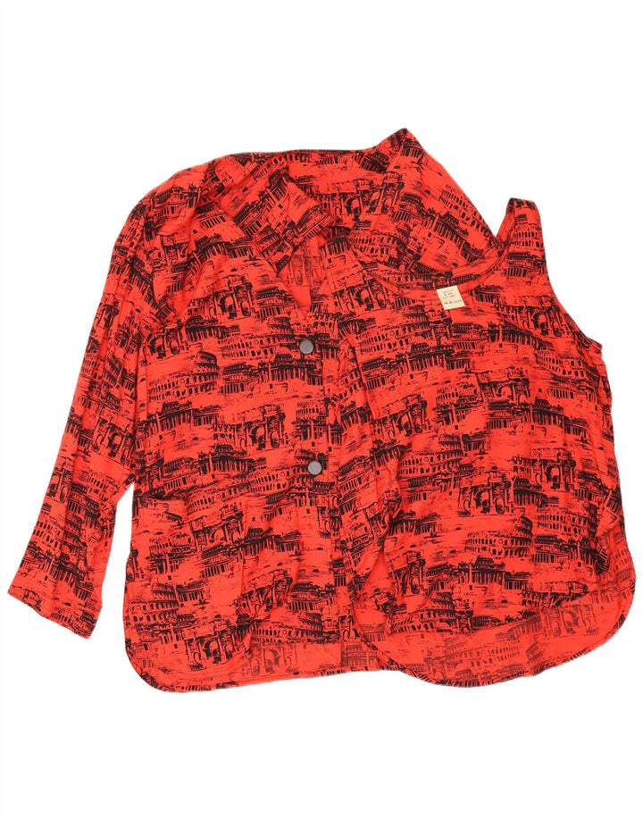 Винтажный женский комплект из 2 предметов с графикой большого размера IT 46, большая красная вискоза