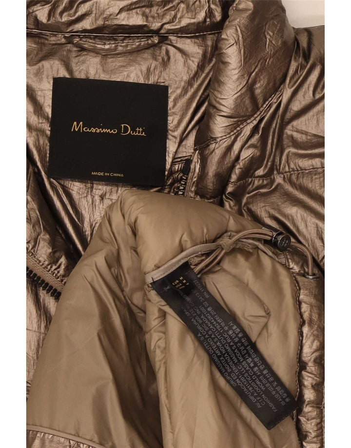 Женская стеганая куртка Massimo Dutti UK 14, средний золотой полиэстер