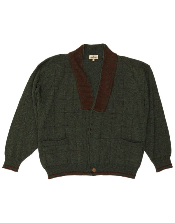 Мужской свитер-кардиган Cerruti 1881 UK 44 XL в зеленую клетку