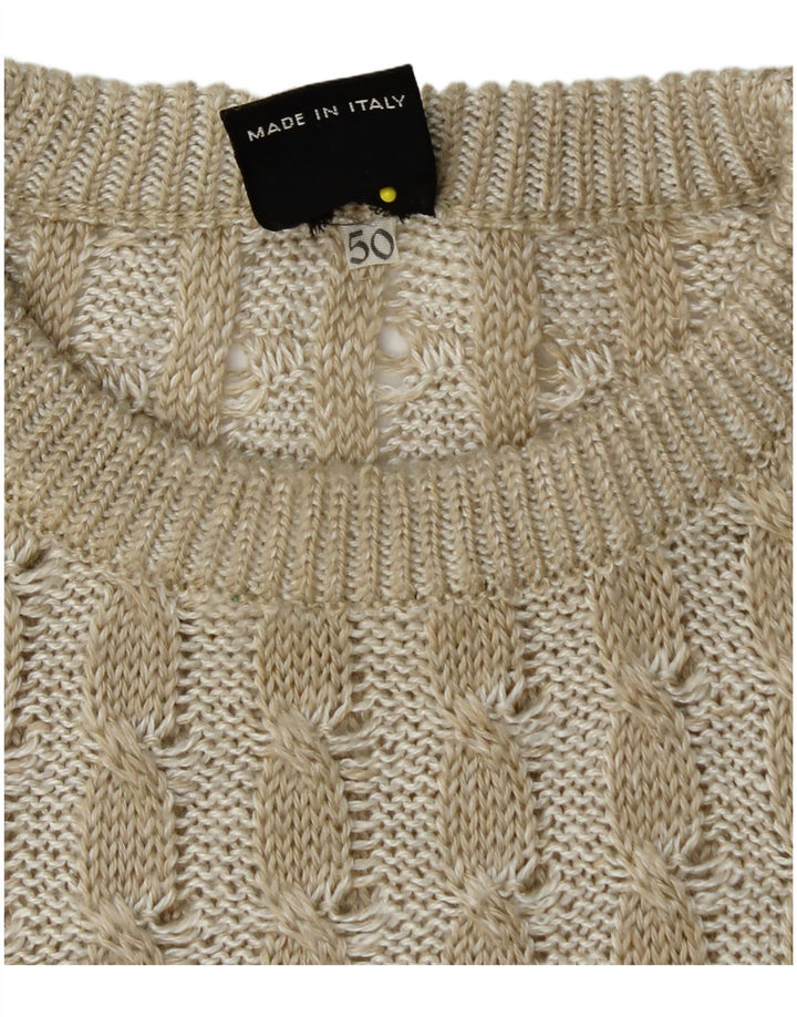 Мужской свитер COBRA с круглым вырезом IT 50 Средний Бежевый Лоскутный