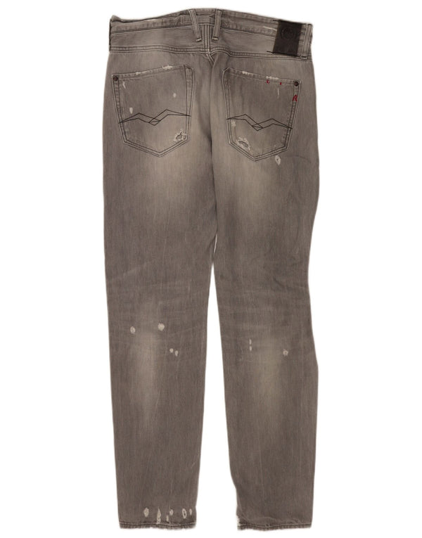 Replay Mens Distressed Skinny Jeans W30 L32 Grey Cotton