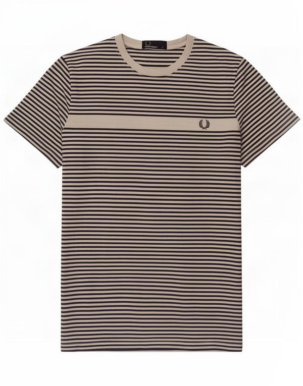 Fred Perry Mens T-Shirt Top Small White Pinstripe Cotton