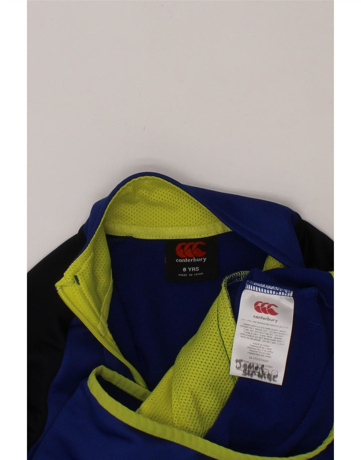 CANTERBURY Boys Tracksuit Top Jacket 7-8 Years Blue Colourblock Polyester Vintage Canterbury and Second-Hand Canterbury from Messina Hembry 
