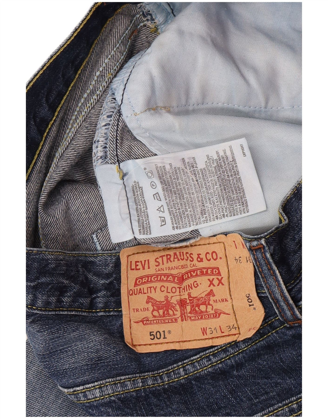 Мужские прямые джинсы Levi's 501 W31 L30 синие, хлопок