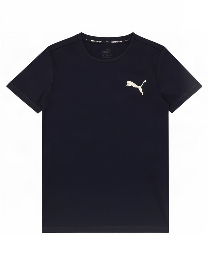 Футболка Puma для мальчиков, топ 11–12 лет, темно-синий, полиэстер