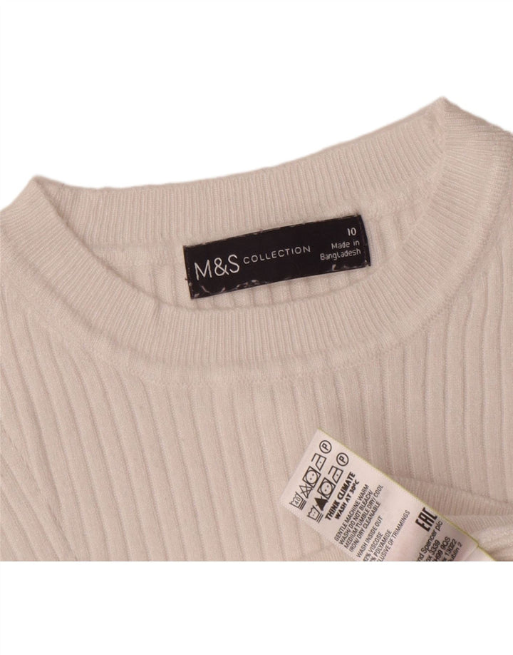 Женский укороченный джемпер с круглым вырезом Marks & Spencer, Великобритания, 10, маленький белый