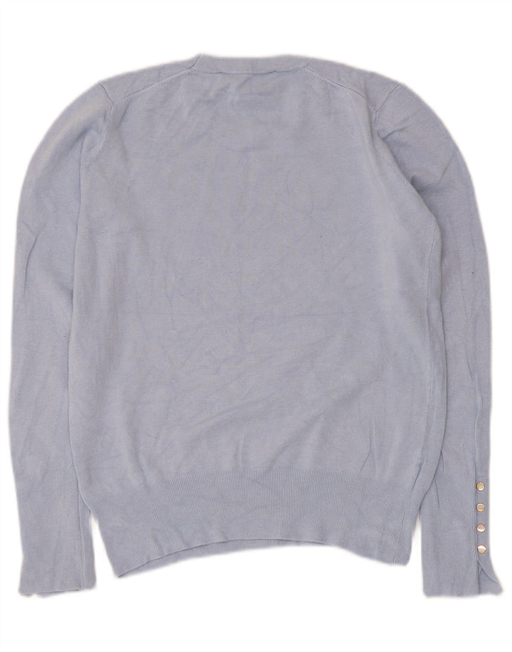 Женский джемпер с круглым вырезом Zara UK 12, средний синий цвет