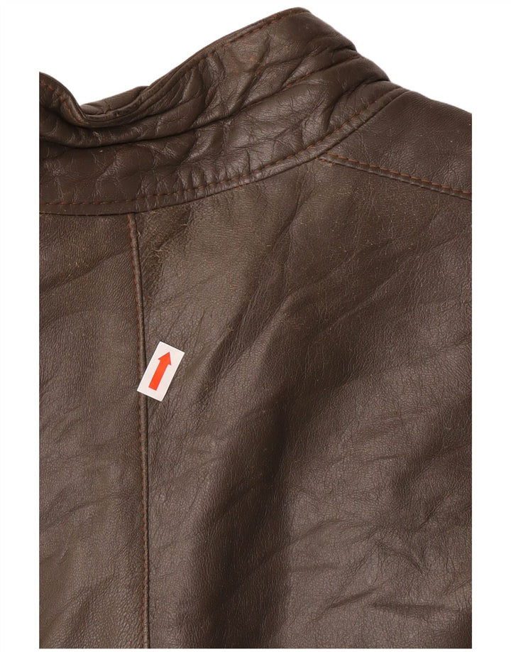 Винтажная мужская кожаная куртка в стиле милитари IT 56 3XL серая кожаная