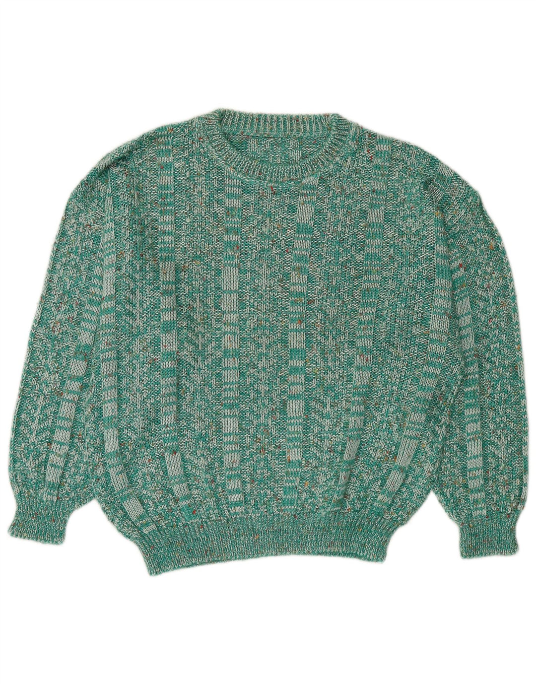 Винтажный женский джемпер с вырезом «лодочка», Великобритания, 14, средний зеленый в крапинку