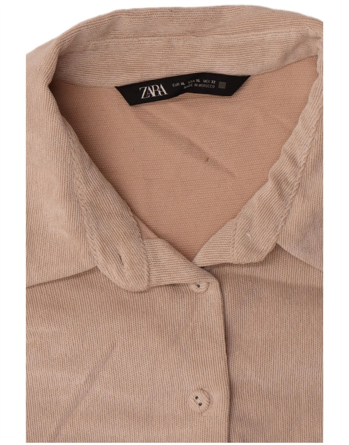Женская рубашка оверсайз Zara UK 18 XL, бежевый полиэстер