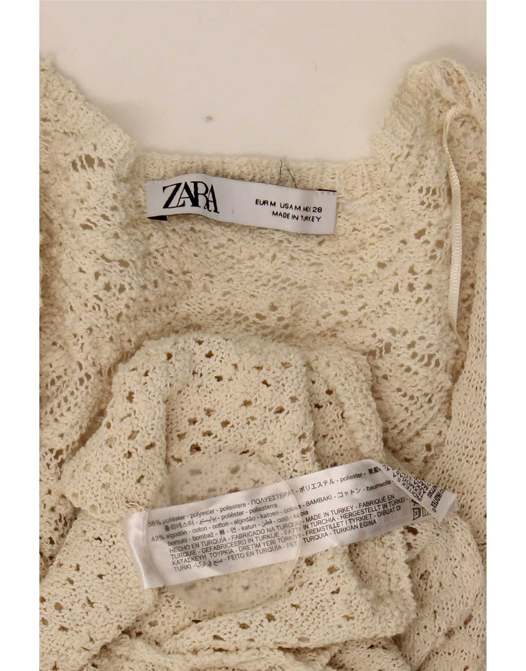 Женское платье-джемпер с рукавом 3/4 Zara UK 12, средний белый полиэстер