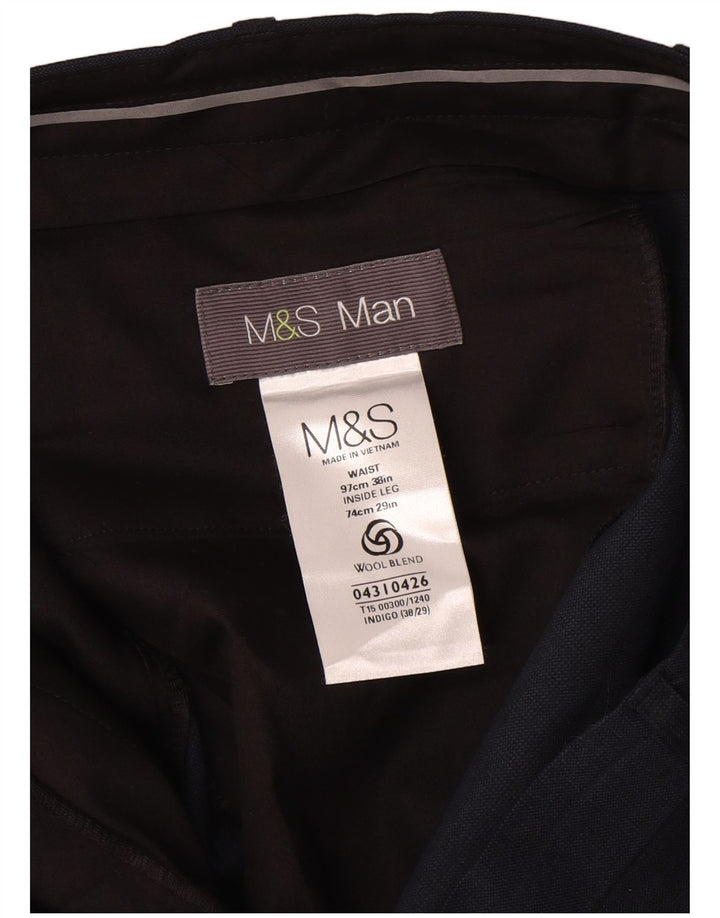 Мужские брюки-чиносы Marks & Spencer W38 L29 темно-синие, шерсть