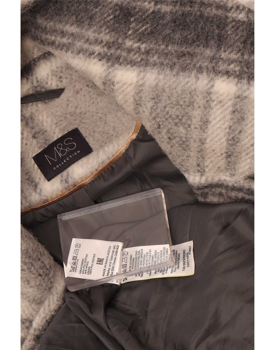 Женское двубортное пальто Marks & Spencer UK 16, большая серая клетка
