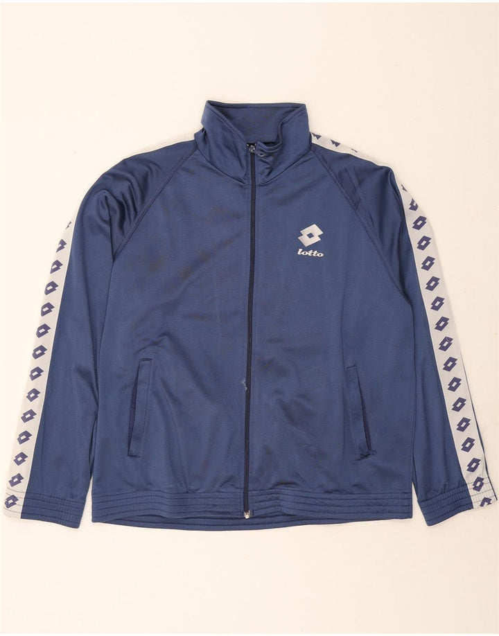 LOTTO Mens Graphic Tracksuit Top Jacket XL Blue Colourblock Vintage Lotto and Second-Hand Lotto from Messina Hembry 