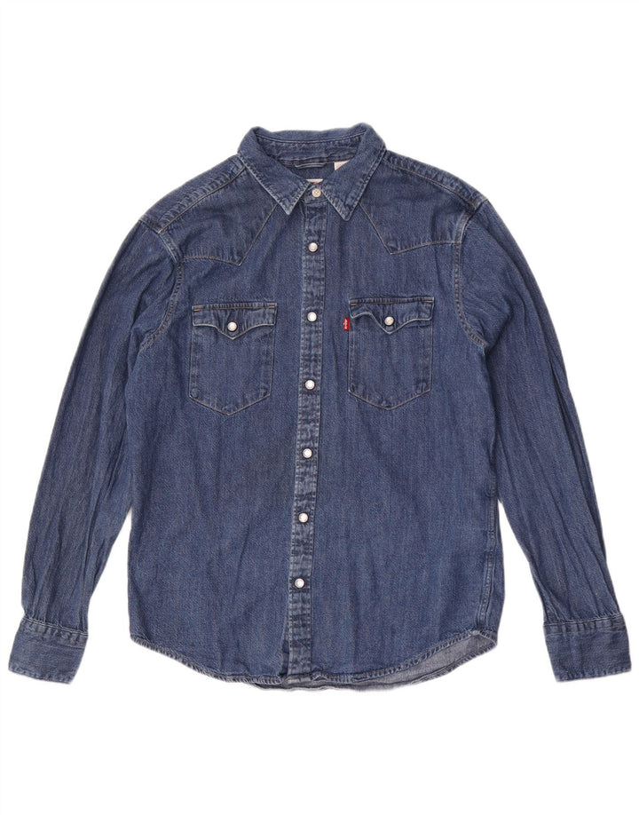 Мужская стандартная джинсовая рубашка Levi's, хлопок среднего синего цвета