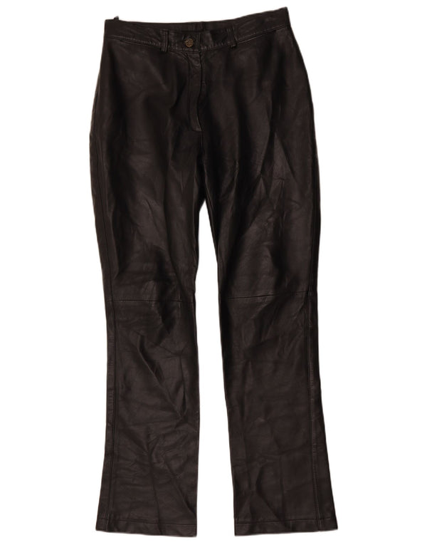 Винтажные женские кожаные брюки Bootcut IT 42 Medium W30 L30 Черные
