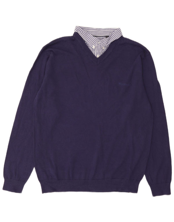 Мужской джемпер с v-образным вырезом Pierre Cardin XL, темно-синий, хлопок