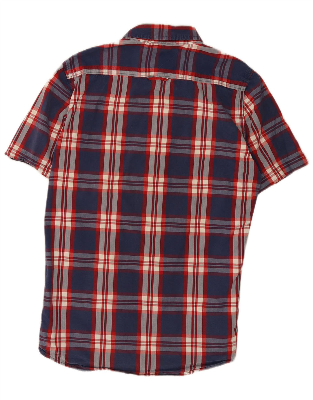 Мужская рубашка с коротким рукавом Superdry среднего размера, темно-синяя клетка, хлопок