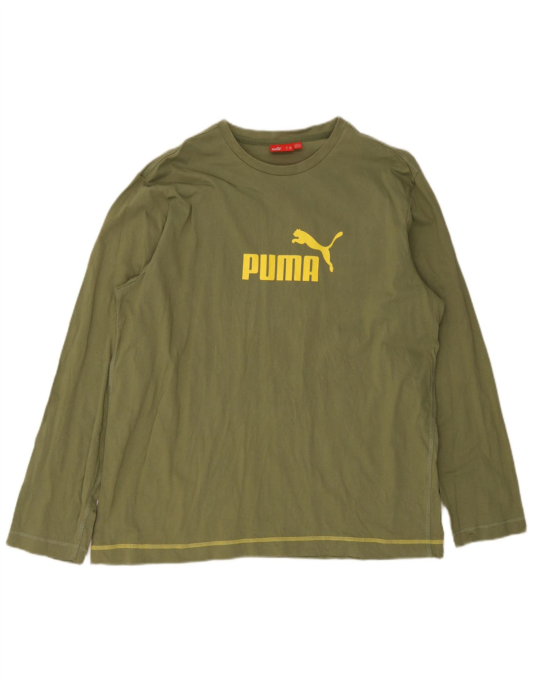 Мужской топ с рисунком Puma с длинным рукавом XL, зеленый хлопок