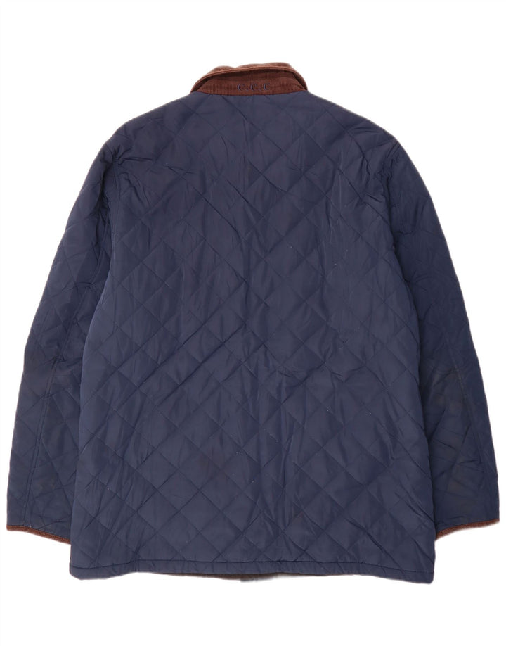 Мужская стеганая куртка Crew Clothing UK 44 2XL темно-синяя, полиэстер с цветными блоками