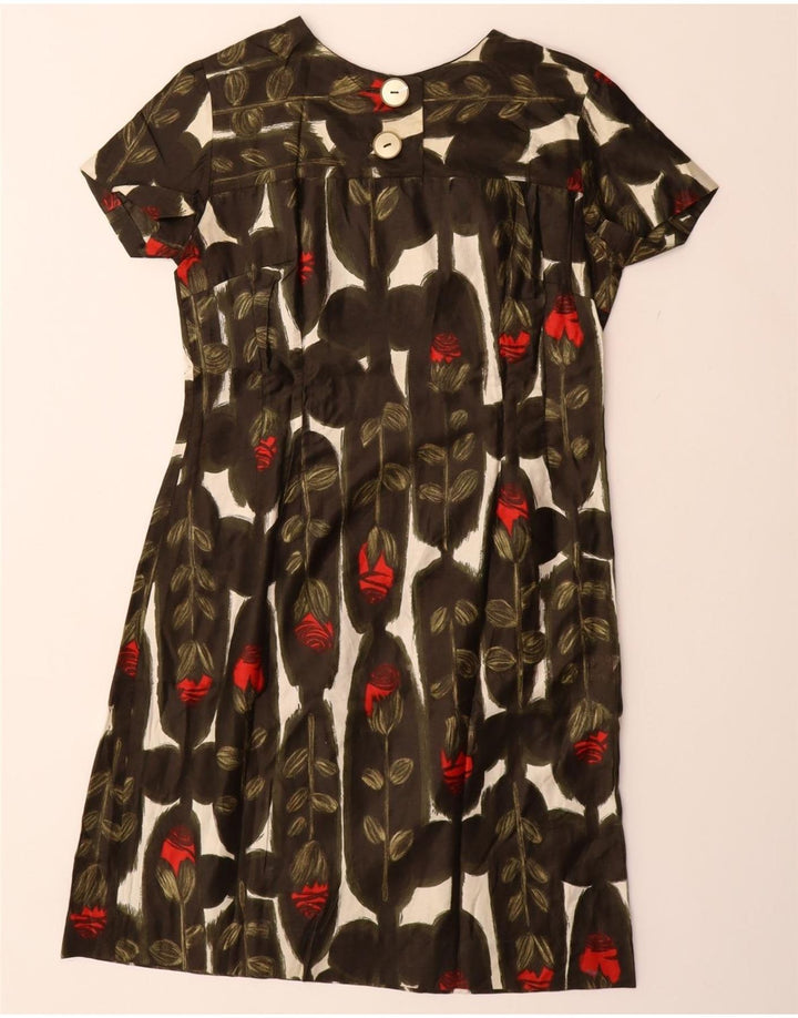 ВИНТАЖНОЕ женское платье-футляр UK 12, средний коричневый цвет с цветочным принтом