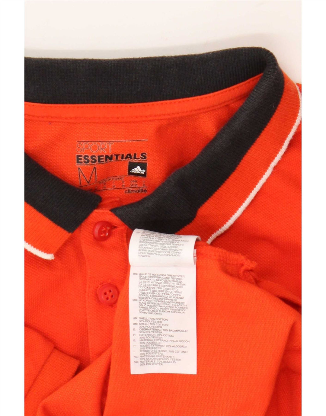 Мужская рубашка-поло Adidas Climalite среднего оранжевого цвета, хлопок с цветными блоками