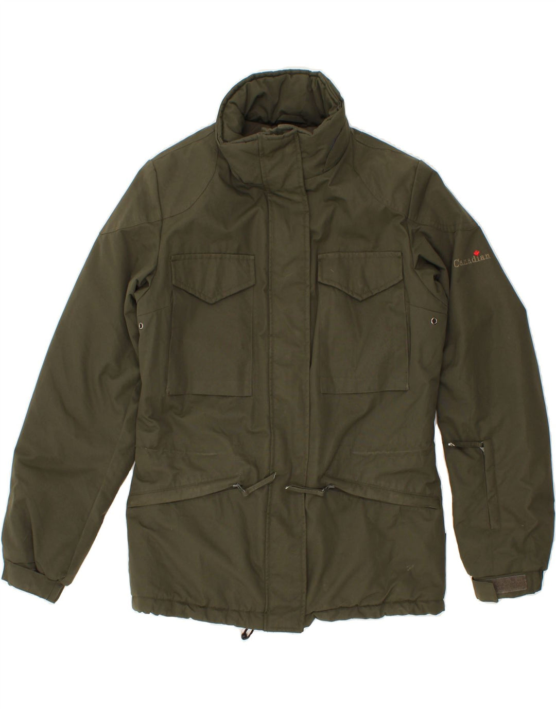 CANADIAN Womens Windbreaker Jacket EU 40 Medium Khaki Nylon Vintage Canadian and Second-Hand Canadian from Messina Hembry 