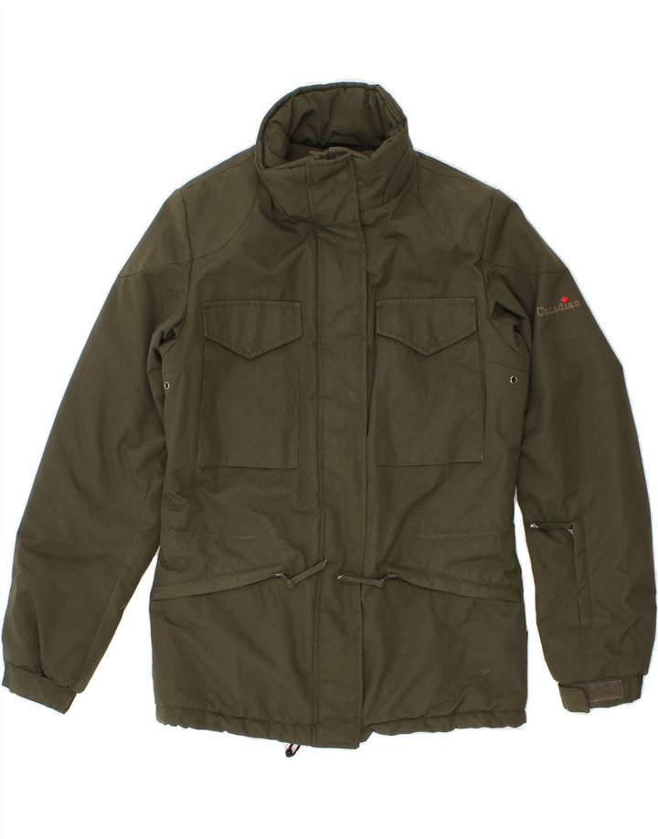CANADIAN Womens Windbreaker Jacket EU 40 Medium Khaki Nylon Vintage Canadian and Second-Hand Canadian from Messina Hembry 