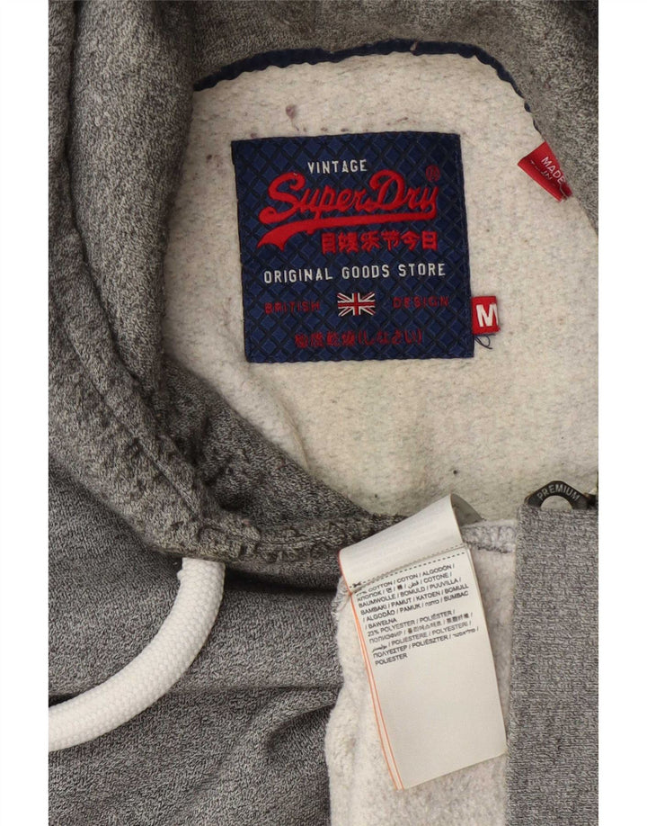Мужской свитер с капюшоном на молнии Superdry среднего серого цвета, хлопок