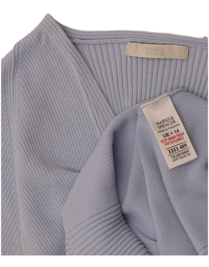 Женская укороченная футболка Marks & Spencer Top UK 14, средний синий из вискозы