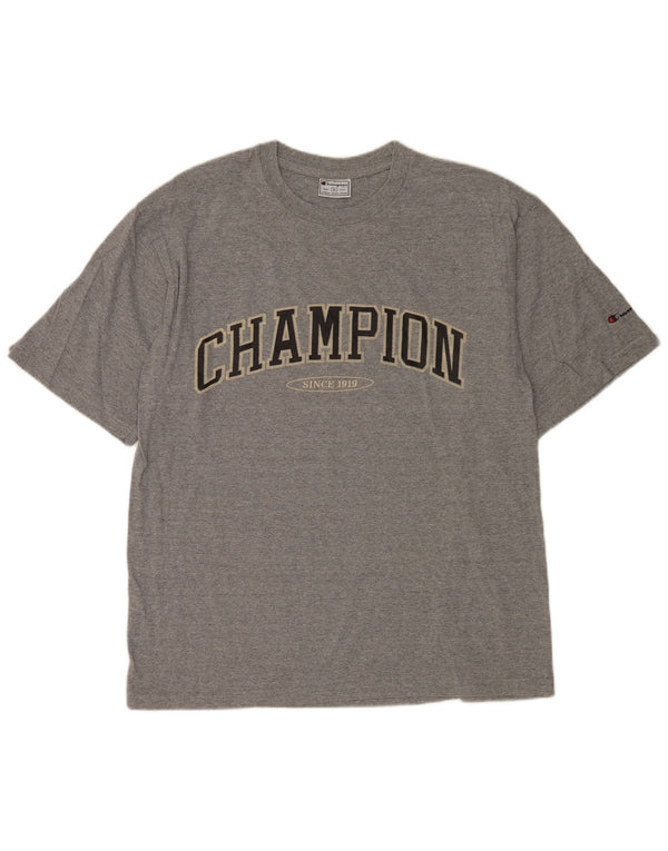 Champion Mens Graphic T-Shirt Top XL Grey Flecked Cotton
