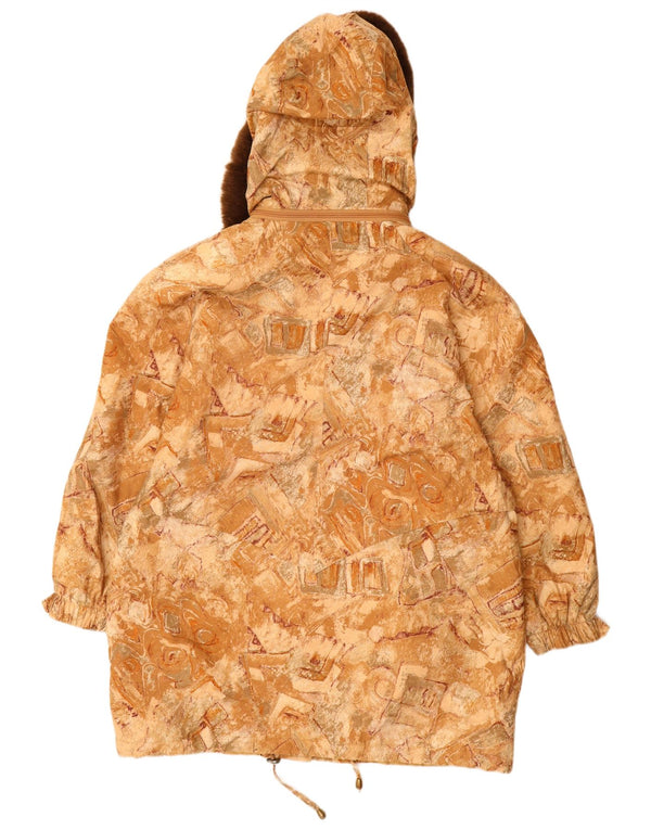 ВИНТАЖНАЯ женская ветровка с капюшоном, размер 22, 3XL, бежевый, с геометрическим рисунком