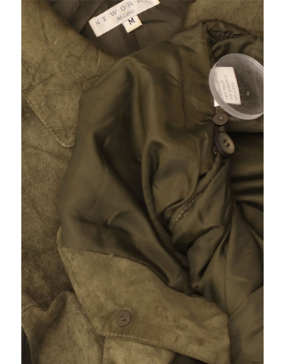 Винтажная женская вязаная замшевая куртка UK 14, кожа среднего зеленого цвета