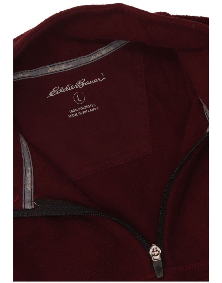Мужской флисовый джемпер с воротником на молнии Eddie Bauer, большой темно-бордовый полиэстер