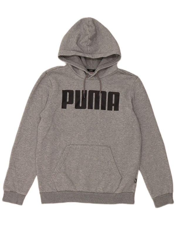 Puma Mens Graphic Hoodie Jumper XS Grey Flecked Cotton